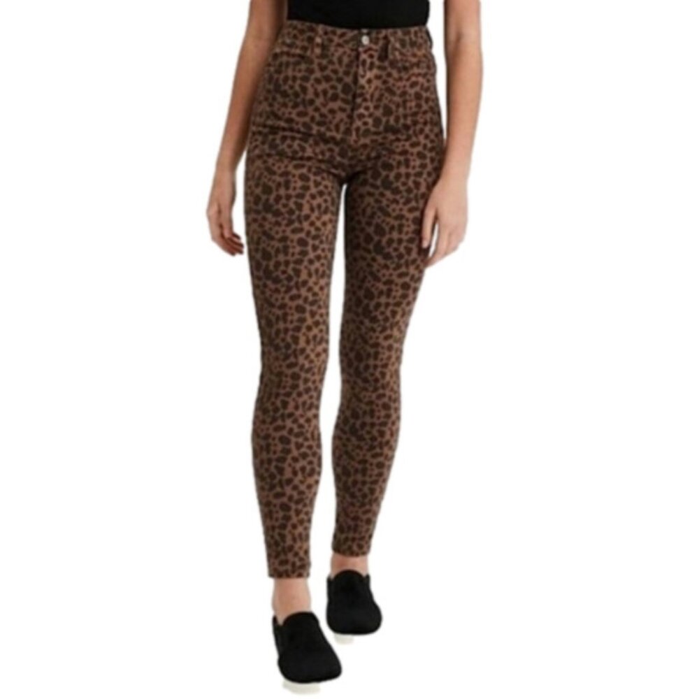 AEO Next Level Stretch Super Hi-Rise Jegging Two Tone Brown Animal Print Size 0